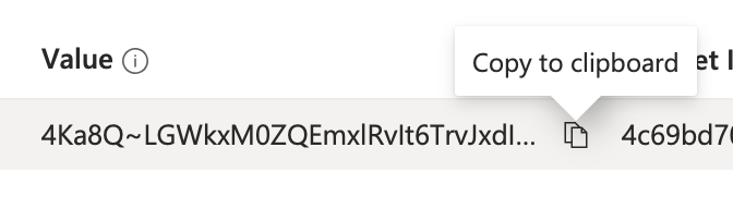 Copy client secret value