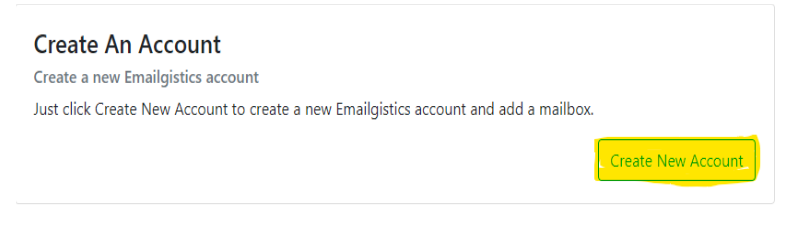 Create New Account screen