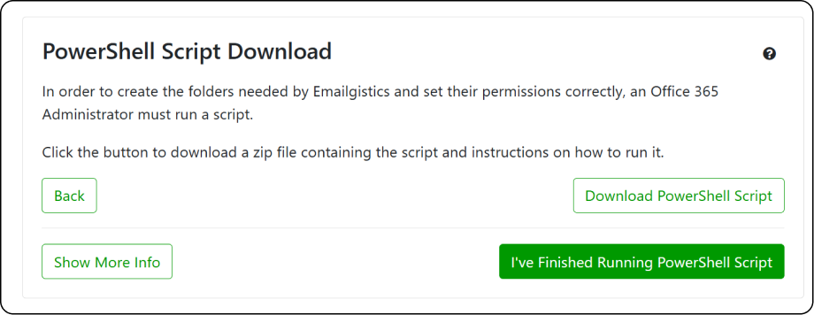 Finished running PowerShell script button