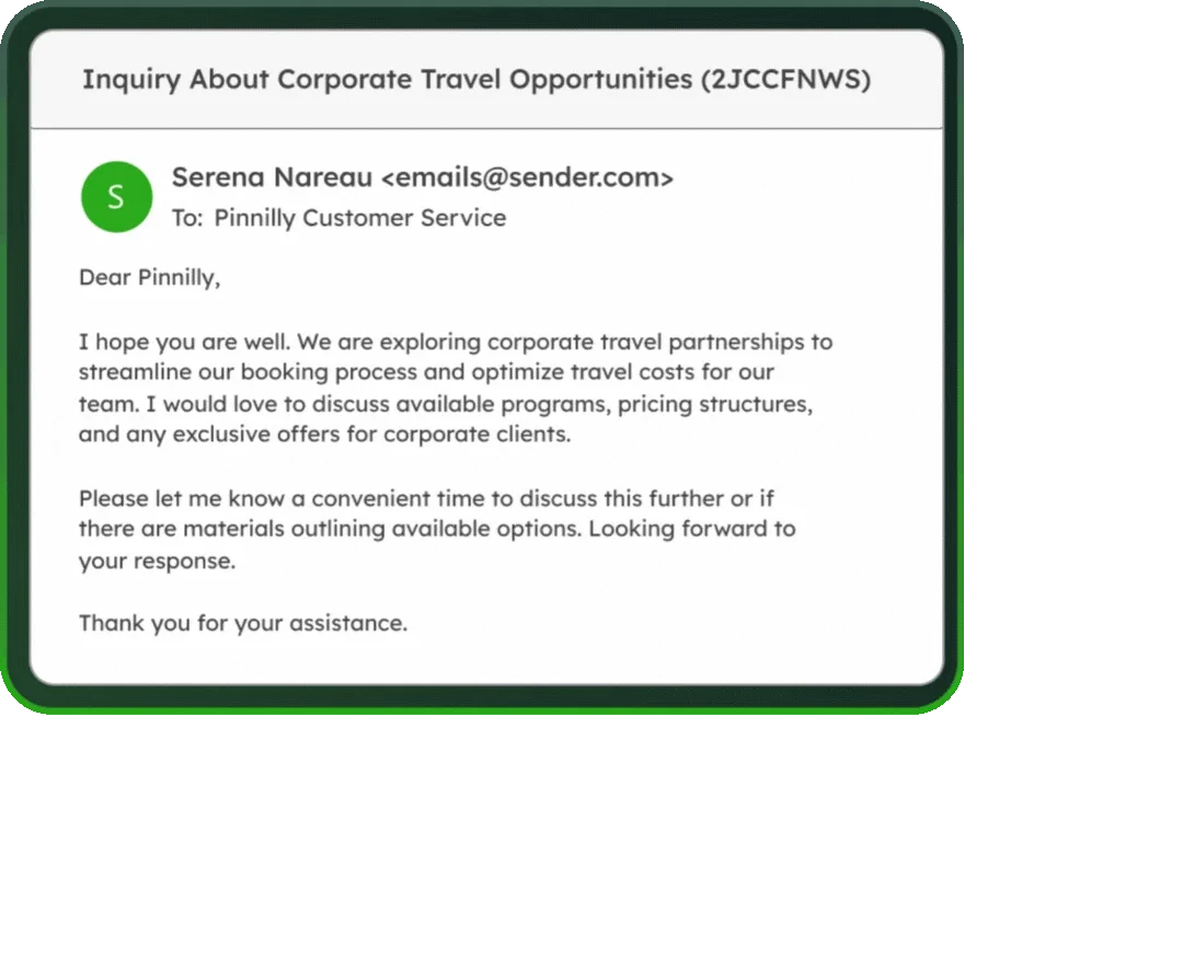 An email is automatically assigned in Emailgistics
