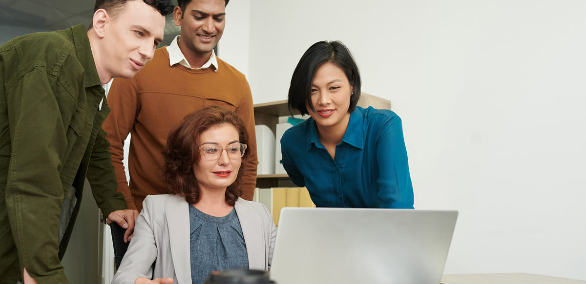 Team collaborating in an office