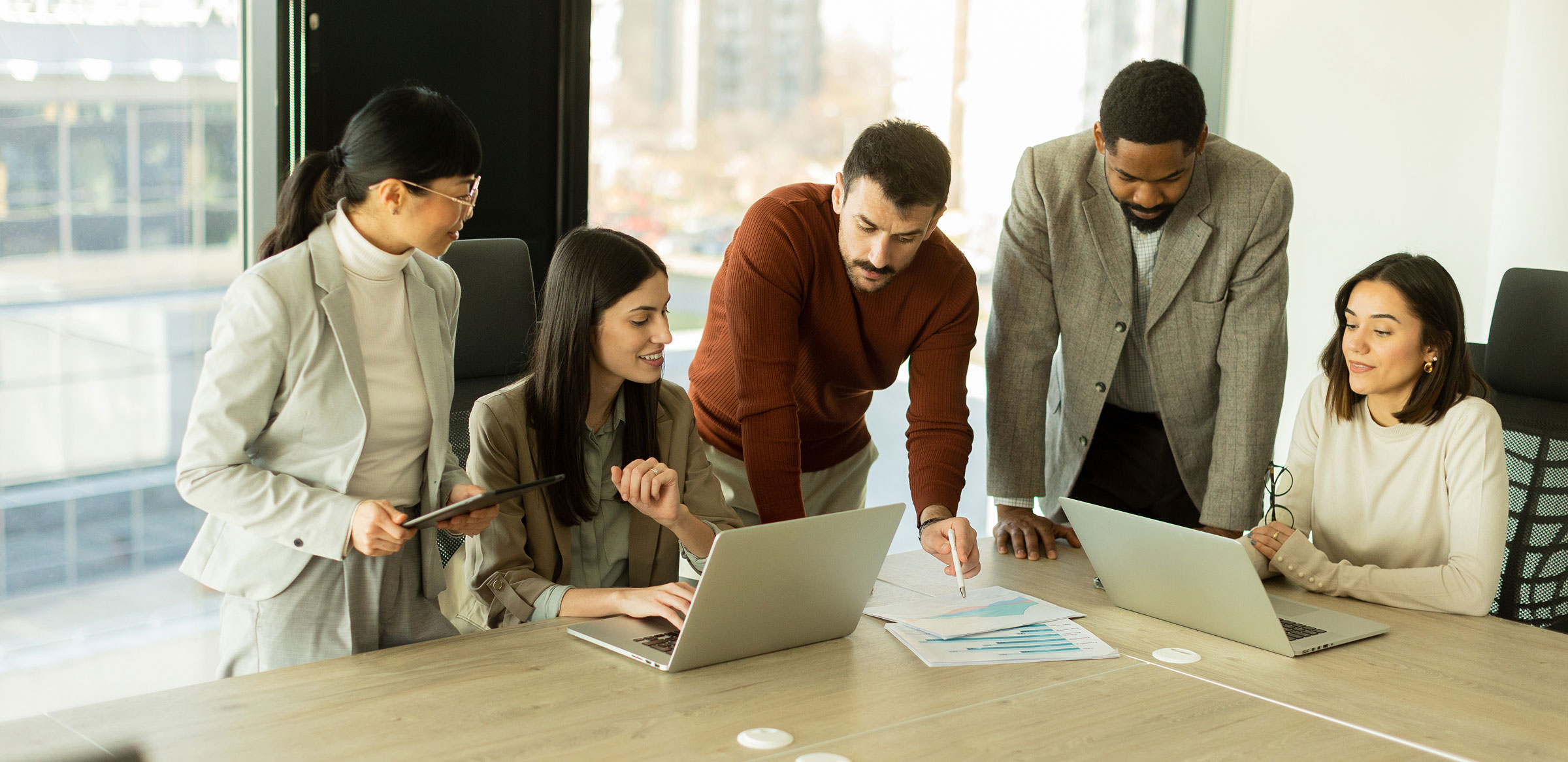 Team collaborating in an office